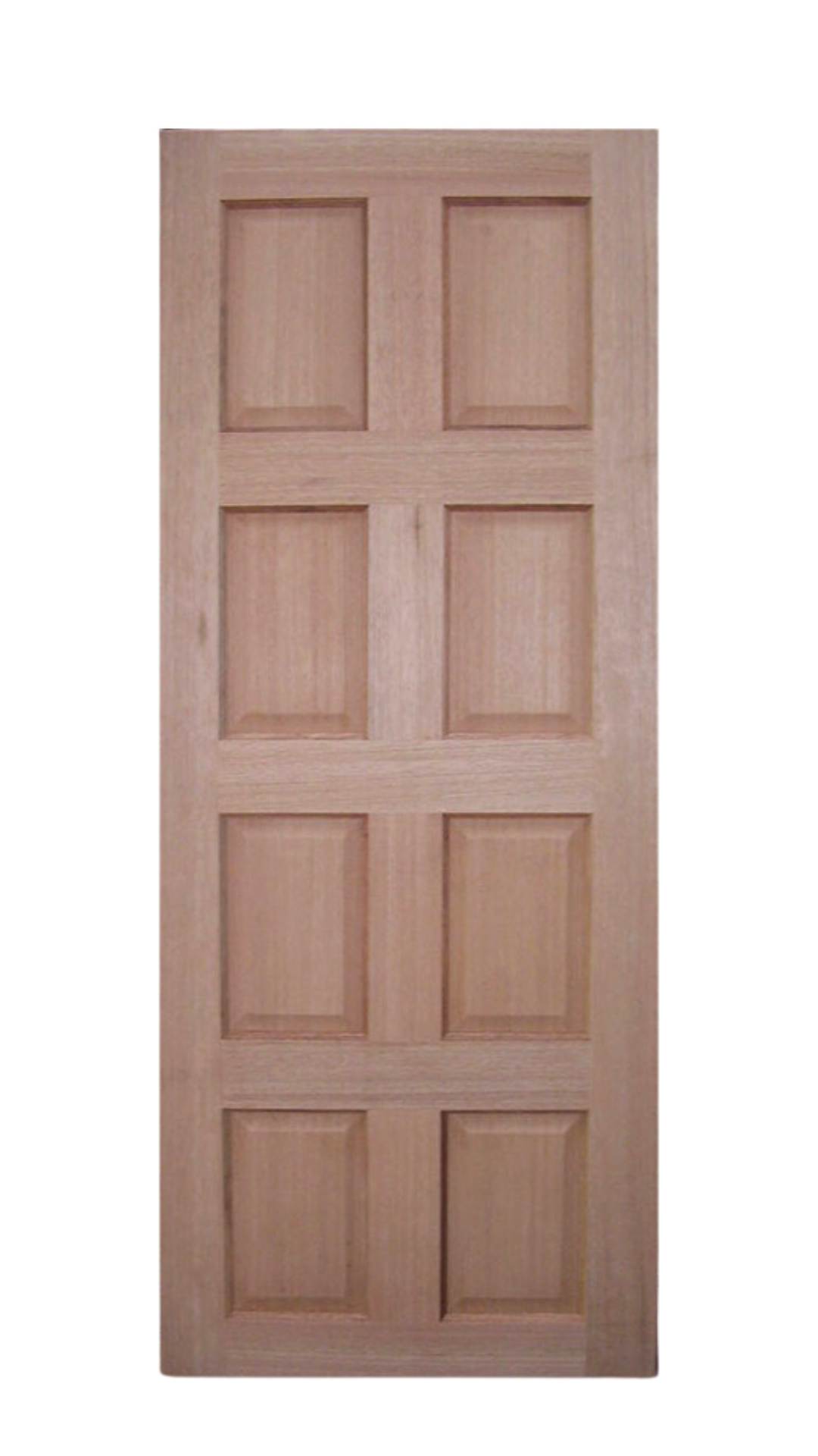 Engineered wood panel doors for exterior use